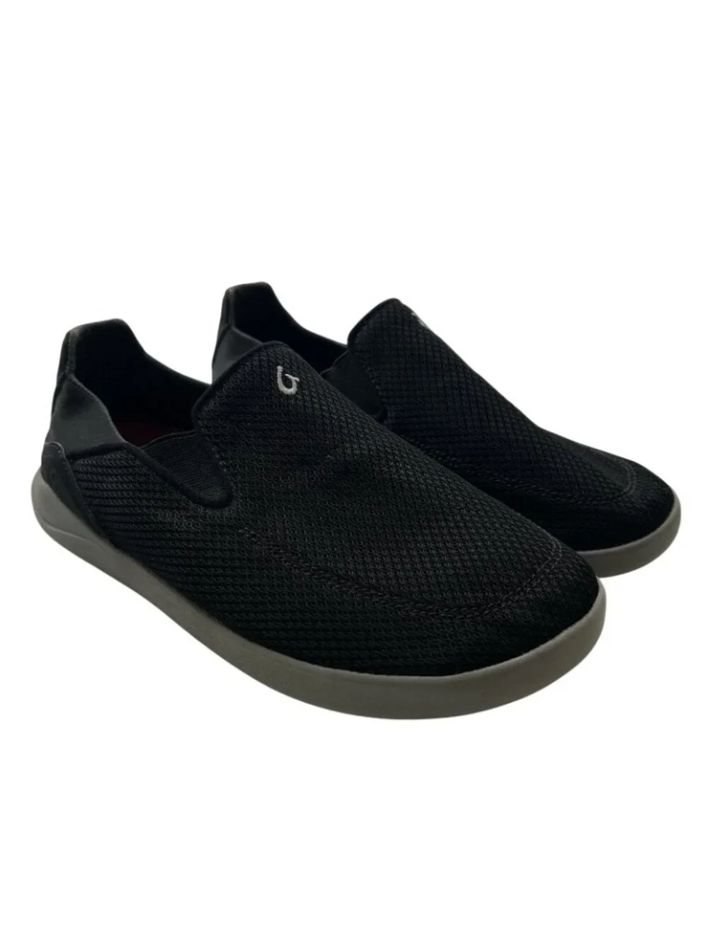 OLUKAI Men's 9.5 Nohea Pae Slip-On Breathable Wet Grip Cushioned Black Sneakers